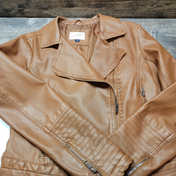 Brown leather jacket Sz Small - Picture 2 of 4